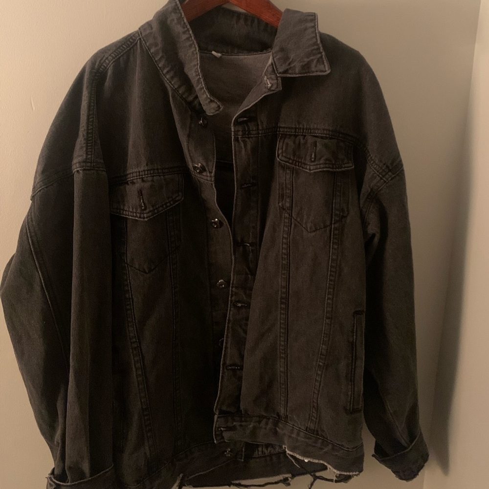 Dark Gray Oversized Jean Jacket